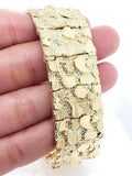 Men's 10k Yellow Gold Solid Nugget Bracelet 7-7.5" 21.5mm 52-53 grams