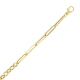 Italian 14k Yellow Gold Oval & Paper Clip Link Chain Bracelet 7.75" 7.2 grams