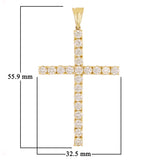 14k Yellow Gold 2.75ctw Diamond Cross Pendant 2.2" 6.5 grams