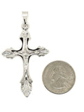 10k White Gold Solid Religious Jesus Crucifix Cross Charm Pendant 2" 4.8 grams