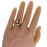 Men's 14k Yellow Gold Black Onyx Initial Letter S Ring Size 9 - 11.3 grams