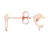 14k Rose Gold High Polished Jumping Dolphin Stud Earrings
