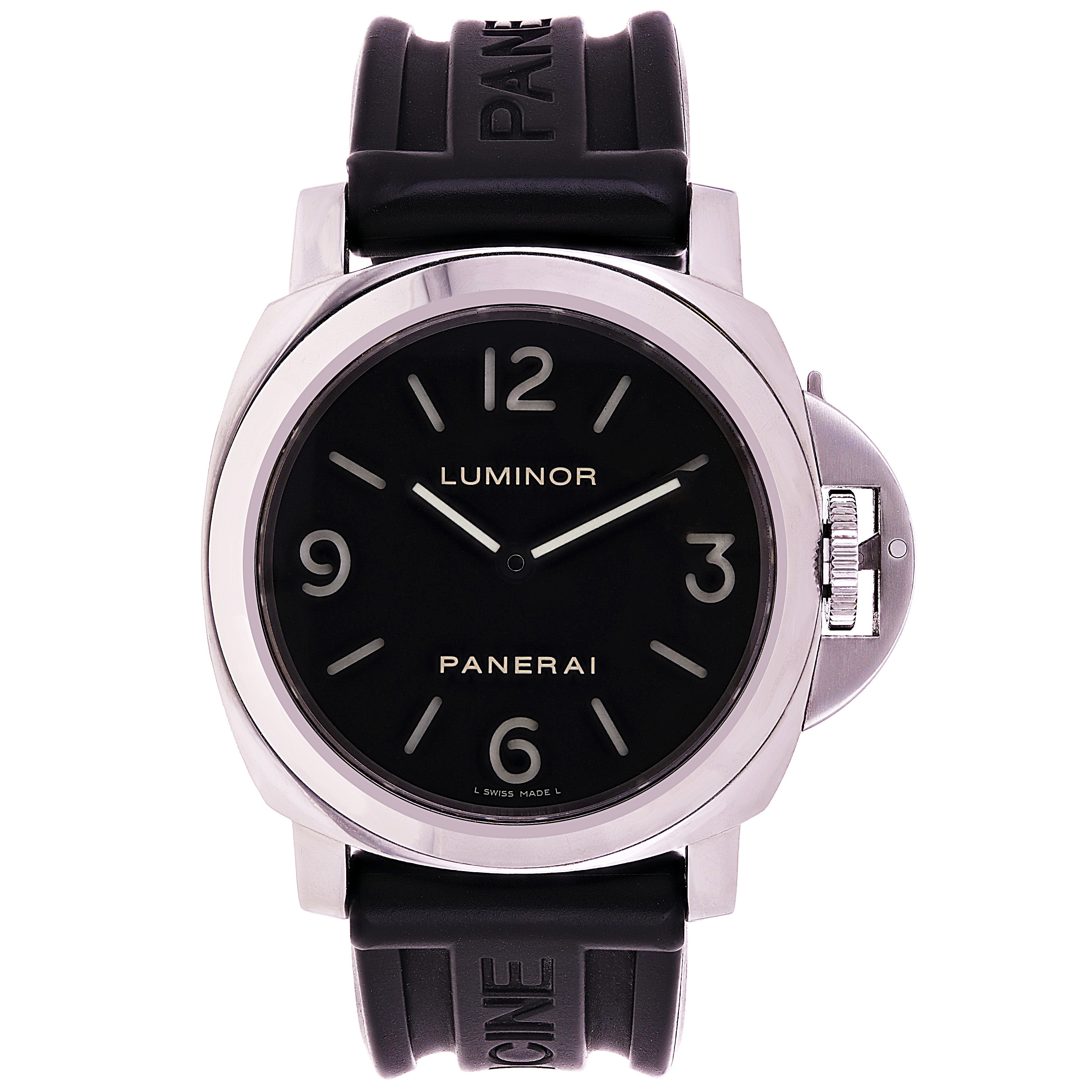Panerai Men's Luminor Base Manual Wind Black Rubber Strap