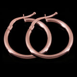 Italian 14k Rose Gold High Polished Plain Hollow Hoop Earrings 21x2mm 1.3 grams - Rose,Size 0.8" 1.3 grams