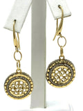 Italian 14k Gold Woven Design Round Dangle Earrings and Pendant Necklace Set