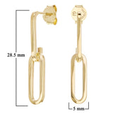 Italian 14k Yellow Gold Paper Clip Dangle Earrings 1.1" 5.3mm 1.5 grams