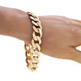 Men's 14k Yellow Gold Solid Heavy Cuban Link Chain Bracelet 9.5" 15.6mm 84 grams - 9.5"