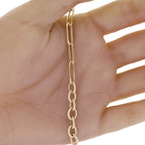 Italian 14k Yellow Gold Oval Twisted & Paper Clip Link Bracelet 7.75" 5mm 5.5g