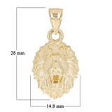 14k Yellow Gold 3D Lion Head Charm Pendant 1.1" 5 grams