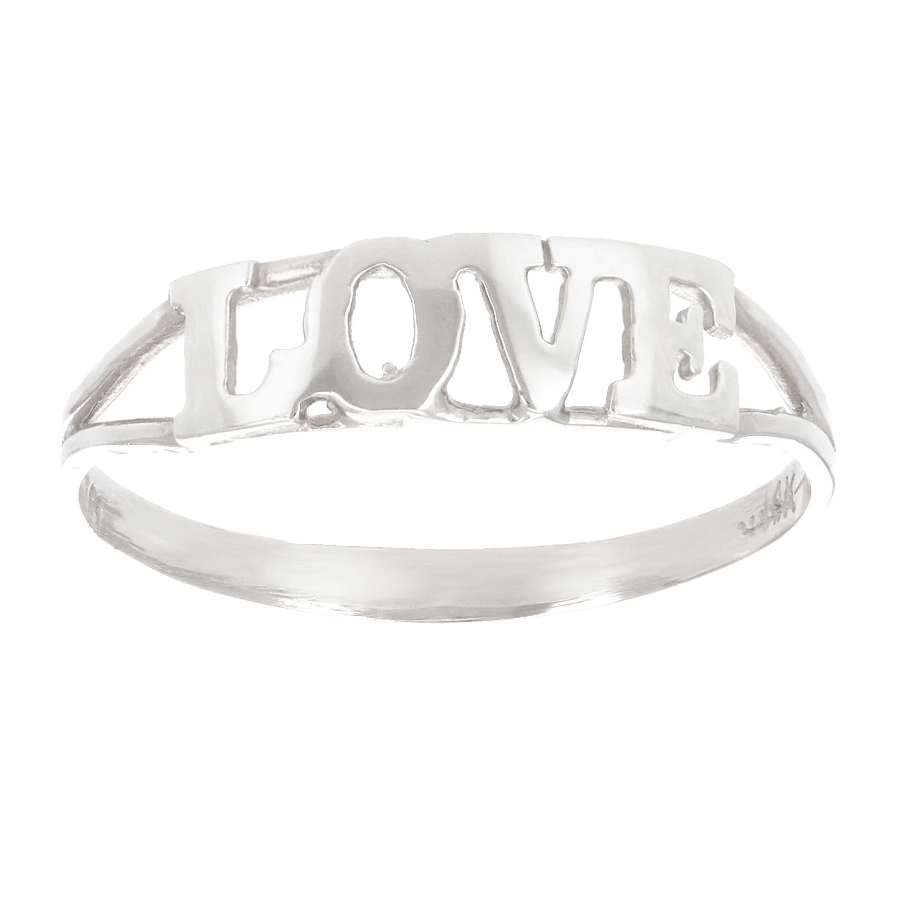 14k White Gold "LOVE" Ring Size 13 - White,Ring Size 13
