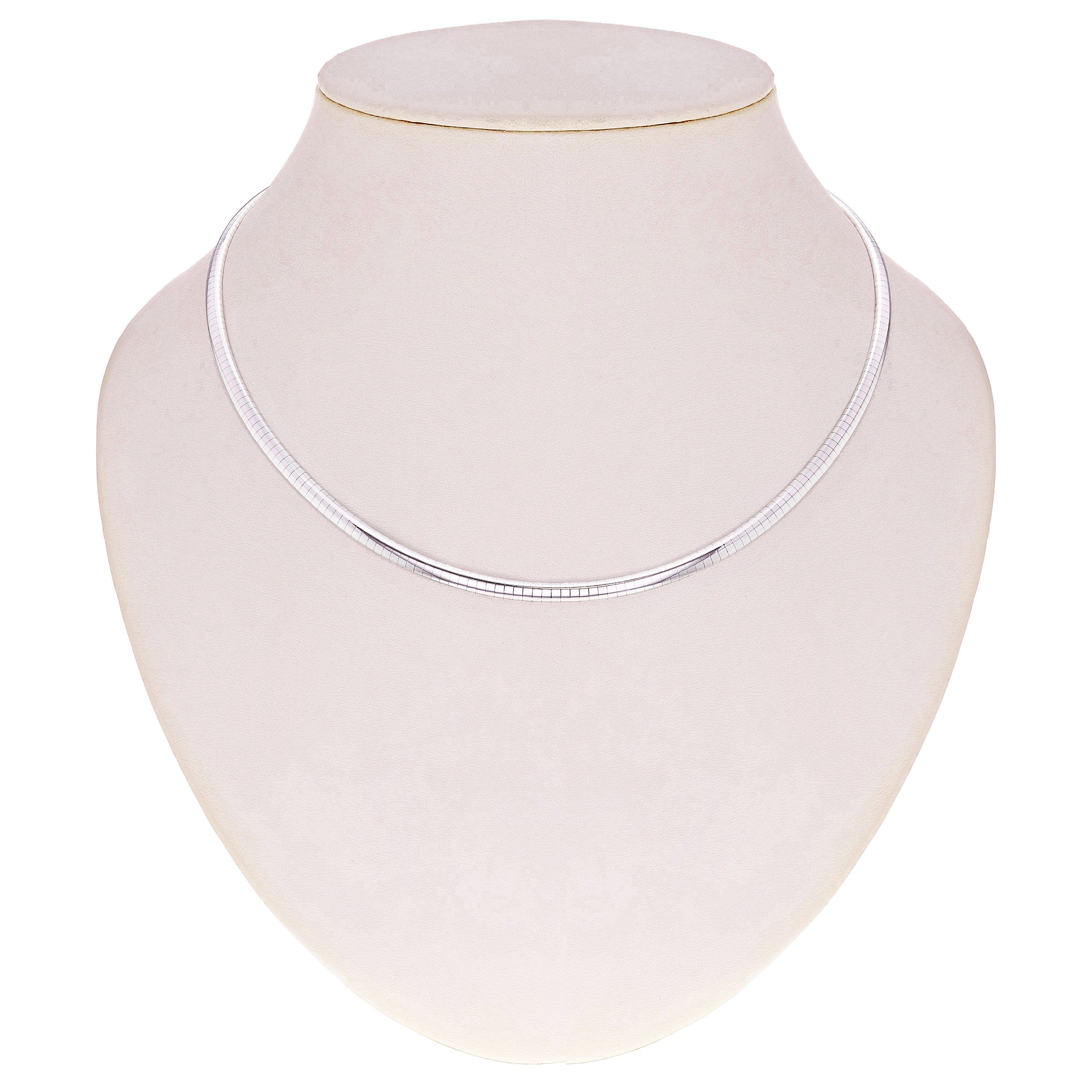 Women's Italian 14k White Gold Omega Necklace Choker 16" 4mm 24.3 grams - 24.3 grams