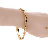 Italian 14k Yellow Gold Hollow Rectangle Link Chain Bracelet 8.75" 6mm 9.3 grams