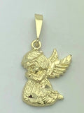 10k Yellow Gold Diamond Cut Praying Little Angel Charm Pendant 1.1" 1.6 grams