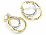 Italian 14k Two Tone Gold Double Round Spiral Earrings 1" 2.2 grams