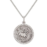 14k White Gold Diamond Zodiac Sign Sagittarius Pendant Necklace 18" - Sagittarius,White
