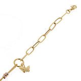 Italian 14k Tri-Color Gold Butterfly Charm Bracelet 7.5" 3 grams