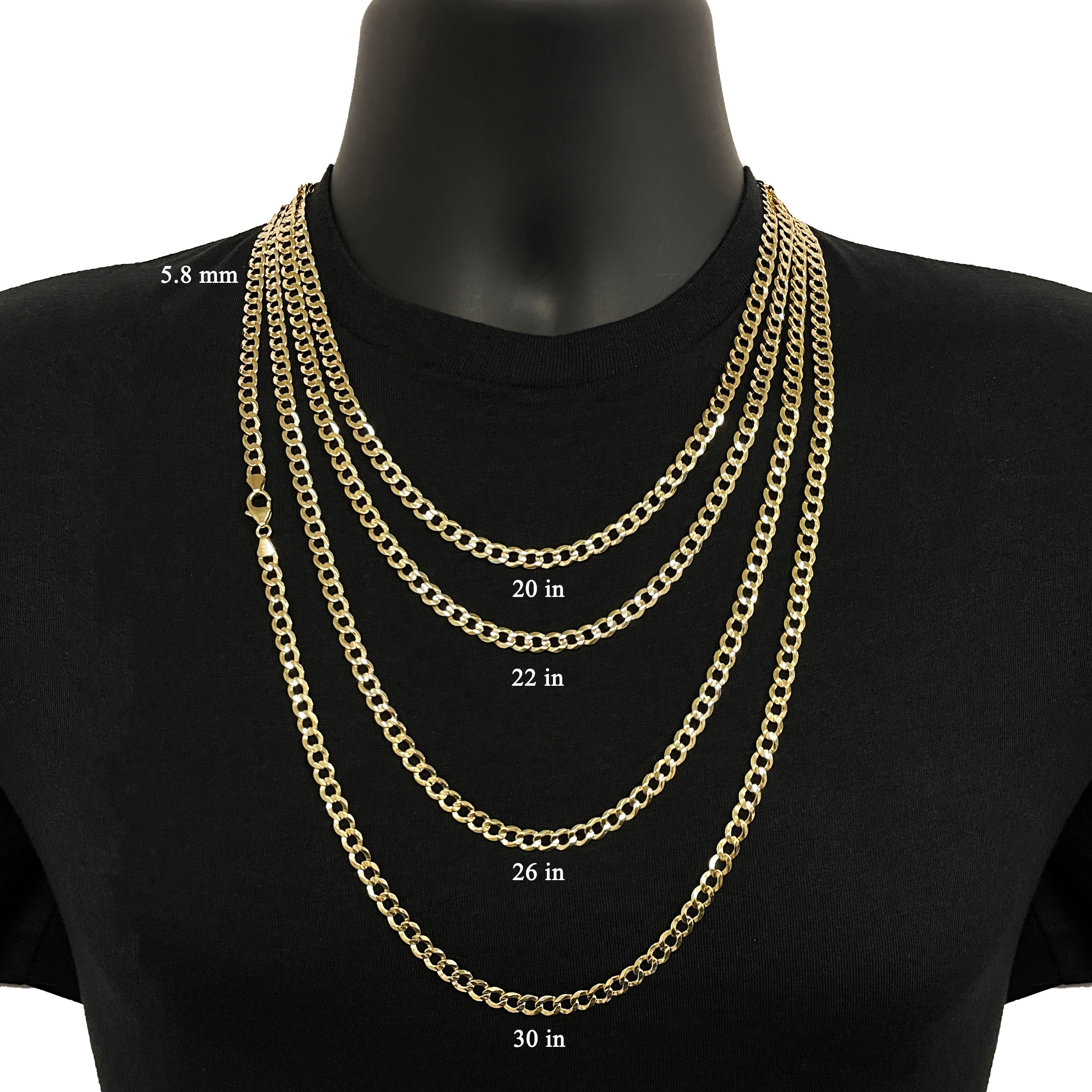 Italian 14k Yellow Gold Solid Curb Link Chain Necklace 5.8mm 20" 17.6 grams - 20" 17.6 grams