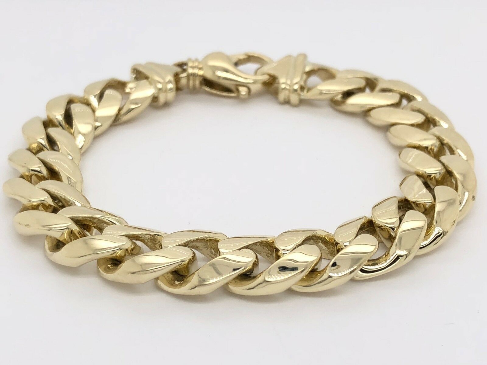 Men's 14k Yellow Gold Solid Miami Cuban Link Chain Bracelet 8.5" 12.5mm 89 grams