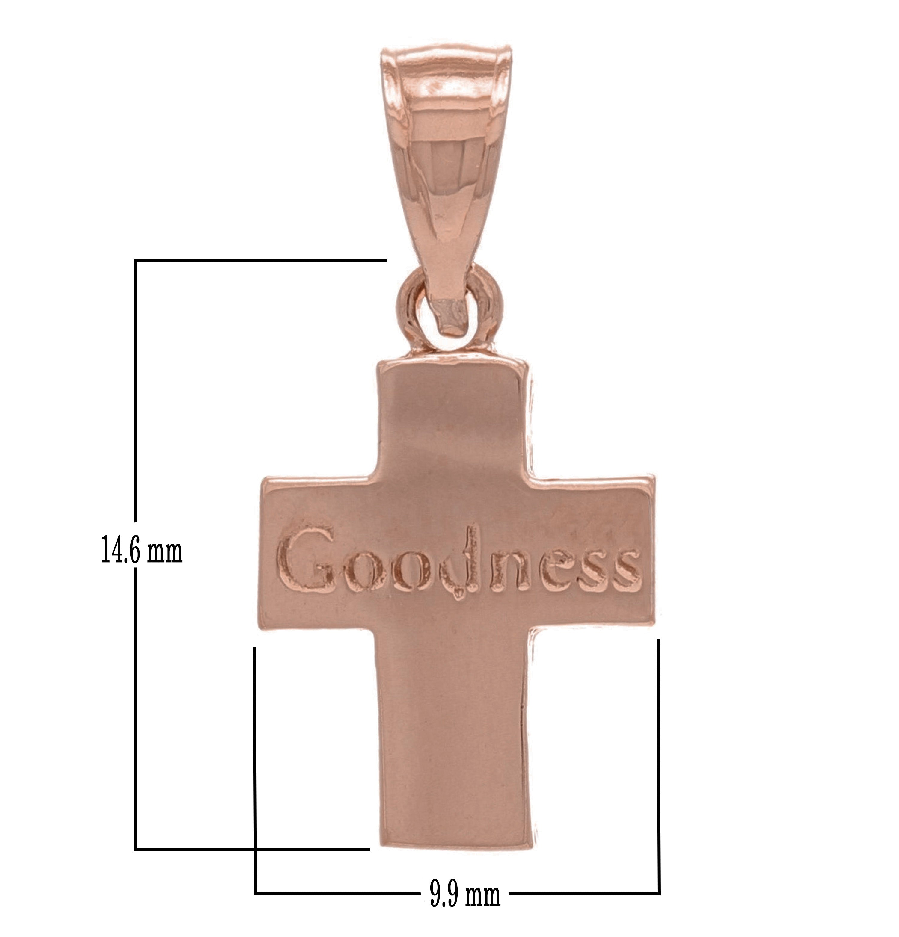 14k Rose Gold Goodness Religious Cross Charm Pendant 1.3 grams - Rose