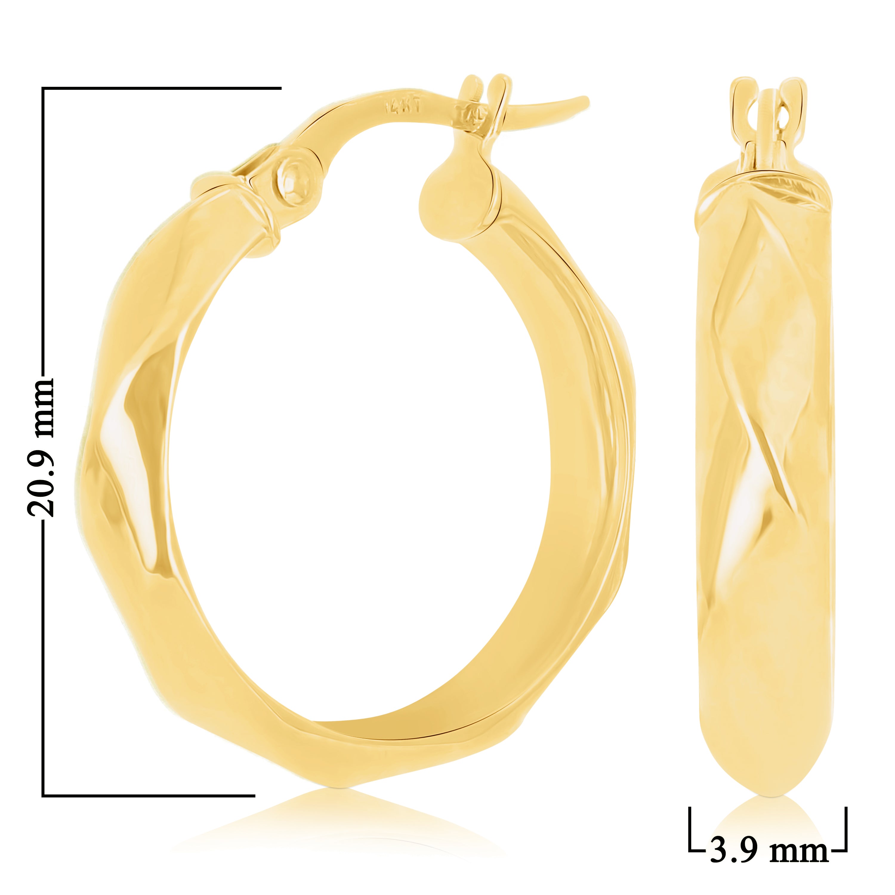 Italian 14k Yellow Gold Basket Weave 4mm 0.75" Diameter Round Hoop Earrings 1.6g