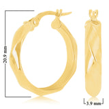 Italian 14k Yellow Gold Basket Weave 4mm 0.75" Diameter Round Hoop Earrings 1.6g