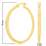 Italian 14k Yellow Gold High Polish Round Hoop Earrings 1" 2mm 1.5 grams