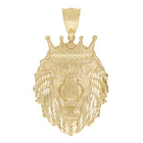 14k Yellow Gold Solid Diamond Cut Head Face Lion King Pendant 2.2" 8.6 grams - Large