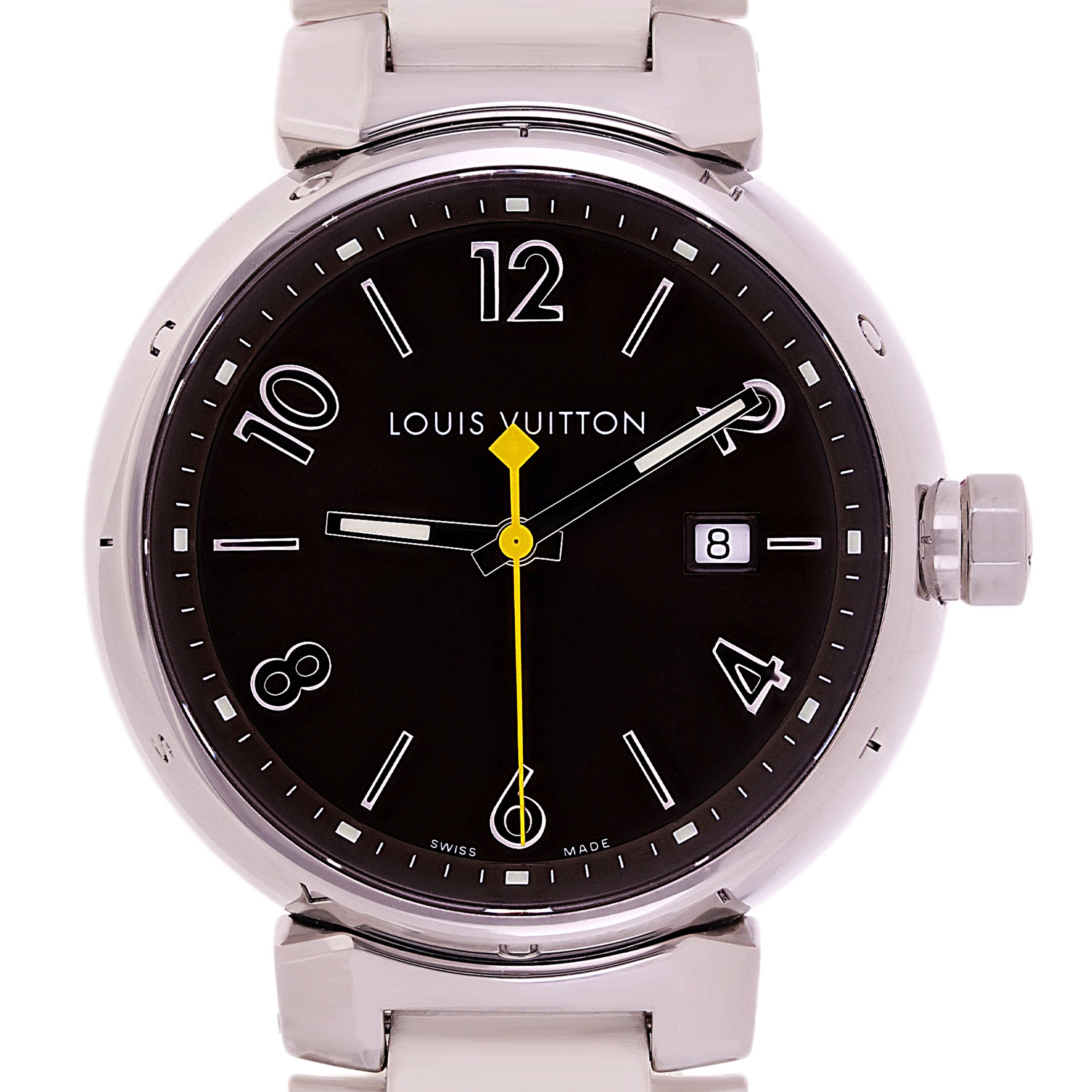 Louis Vuitton Men's Tambour Quartz White Rubber Strap