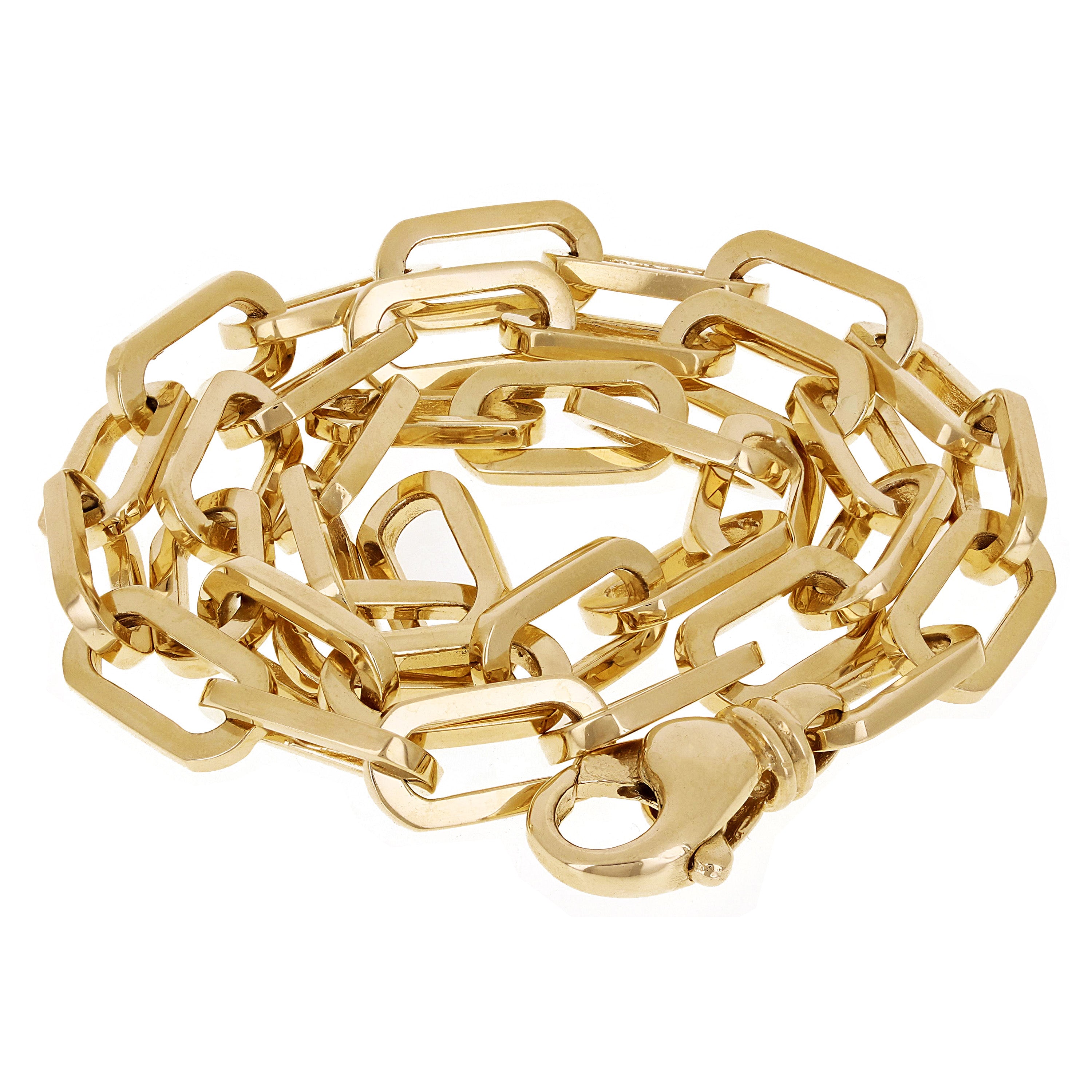 10k Yellow Gold Solid Handmade Paper Clip Chain Necklace 16" 6.7mm 34.4 grams - 16" 34.4 grams