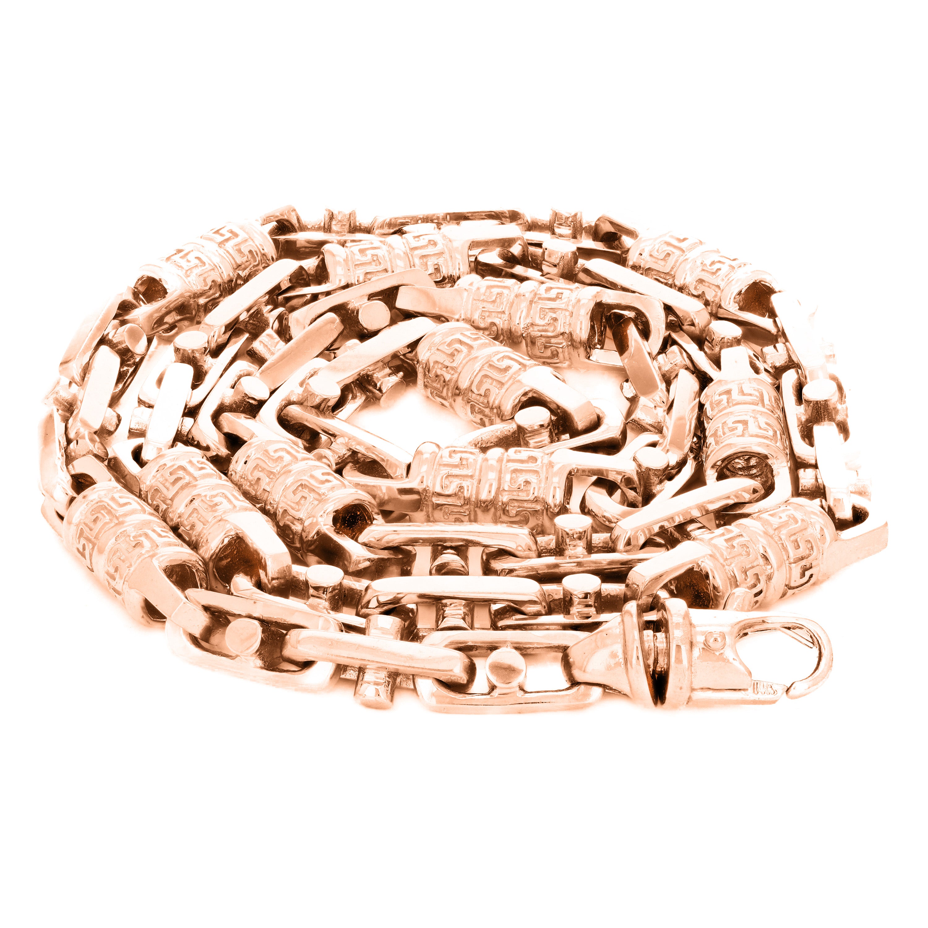 14k Rose Gold Handmade Fashion Link Necklace 28" 7.55mm - Rose,28"