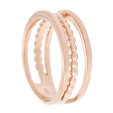 14k Rose Gold High Polished Open Triple Row Beaded Band Size 6.5 - Rose,Ring Size 6.5