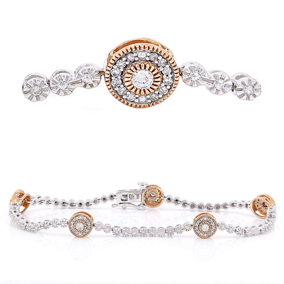 10k White and Rose Rose 1/2ctw Diamonds Bracelet 7