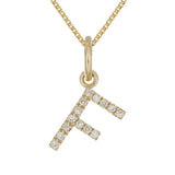 14k Yellow Gold Diamond Initial Letter F Charm Pendant Necklace 18" - Letter F,Yellow