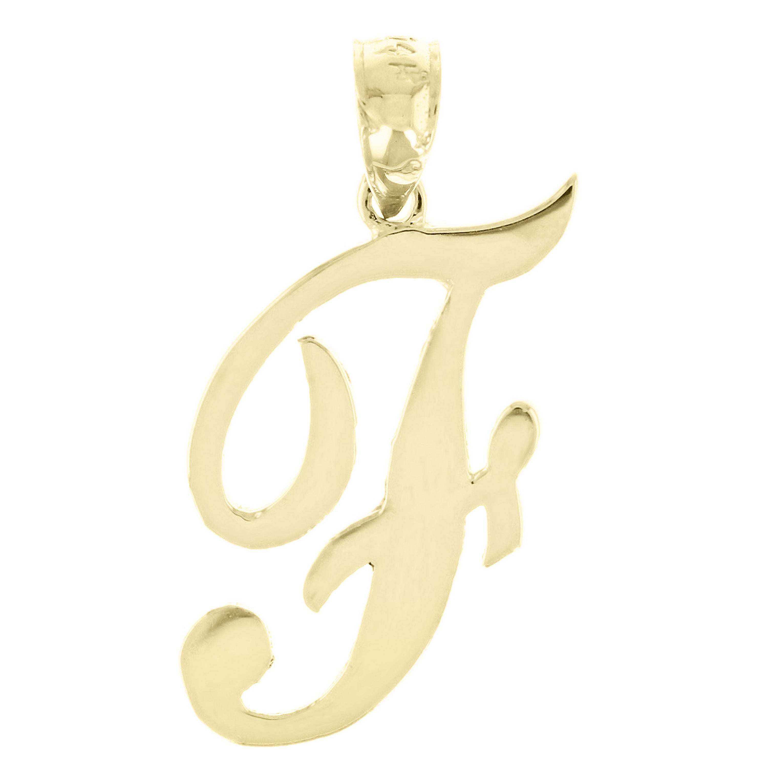 14k Yellow Gold Initial Letter F Alphabet Charm Pendant - Letter F,Yellow