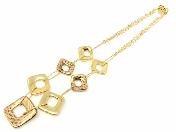 14k Two Tone Gold Italian Hollow Fancy Chain Pendant Necklace 20