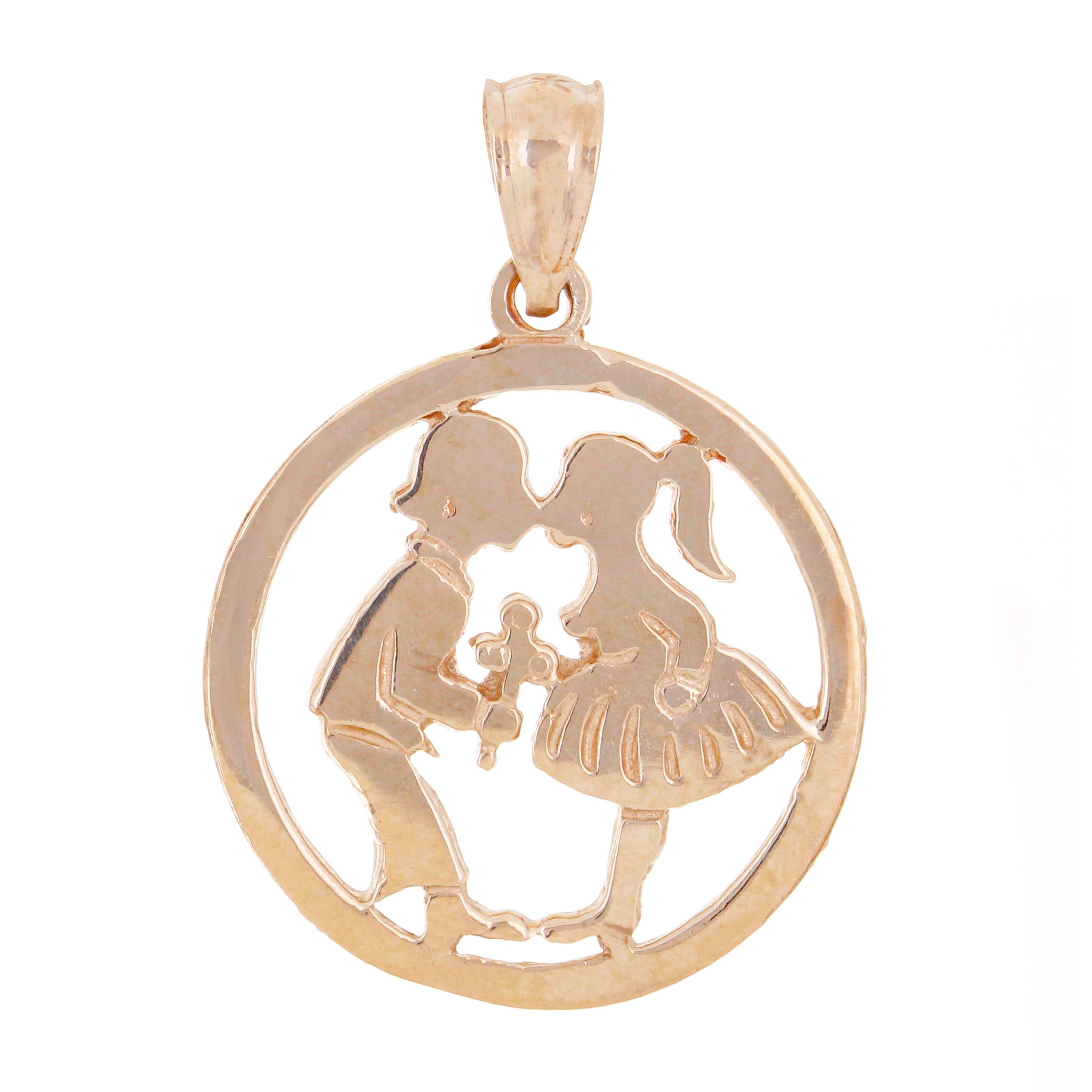 14k Rose Gold Boy and Girl Kissing Charm Pendant 2.7 grams - Rose