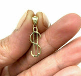 14k Yellow Gold Dollar Sign $ Money Charm Pendant 0.6 gram
