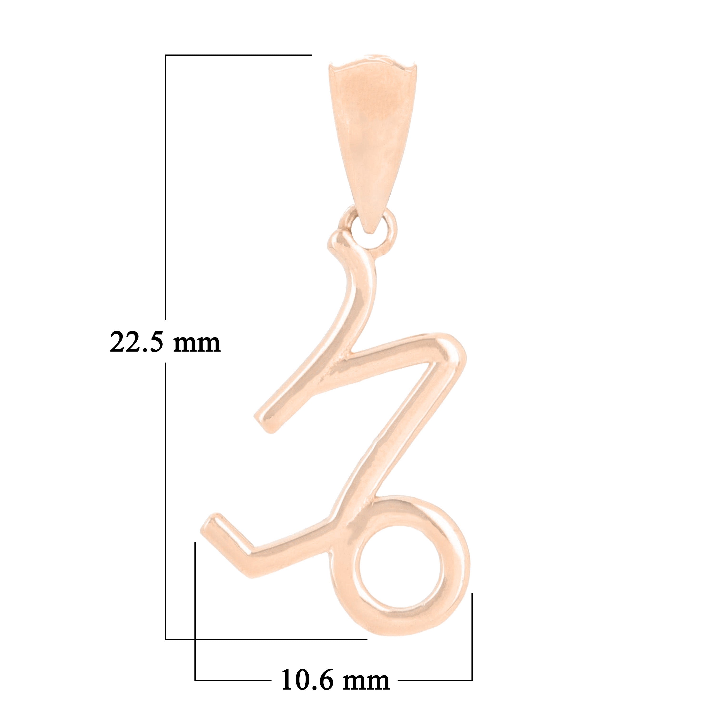 14k Rose Gold Capricorn Zodiac Sign Charm Pendant - Capricorn,Rose