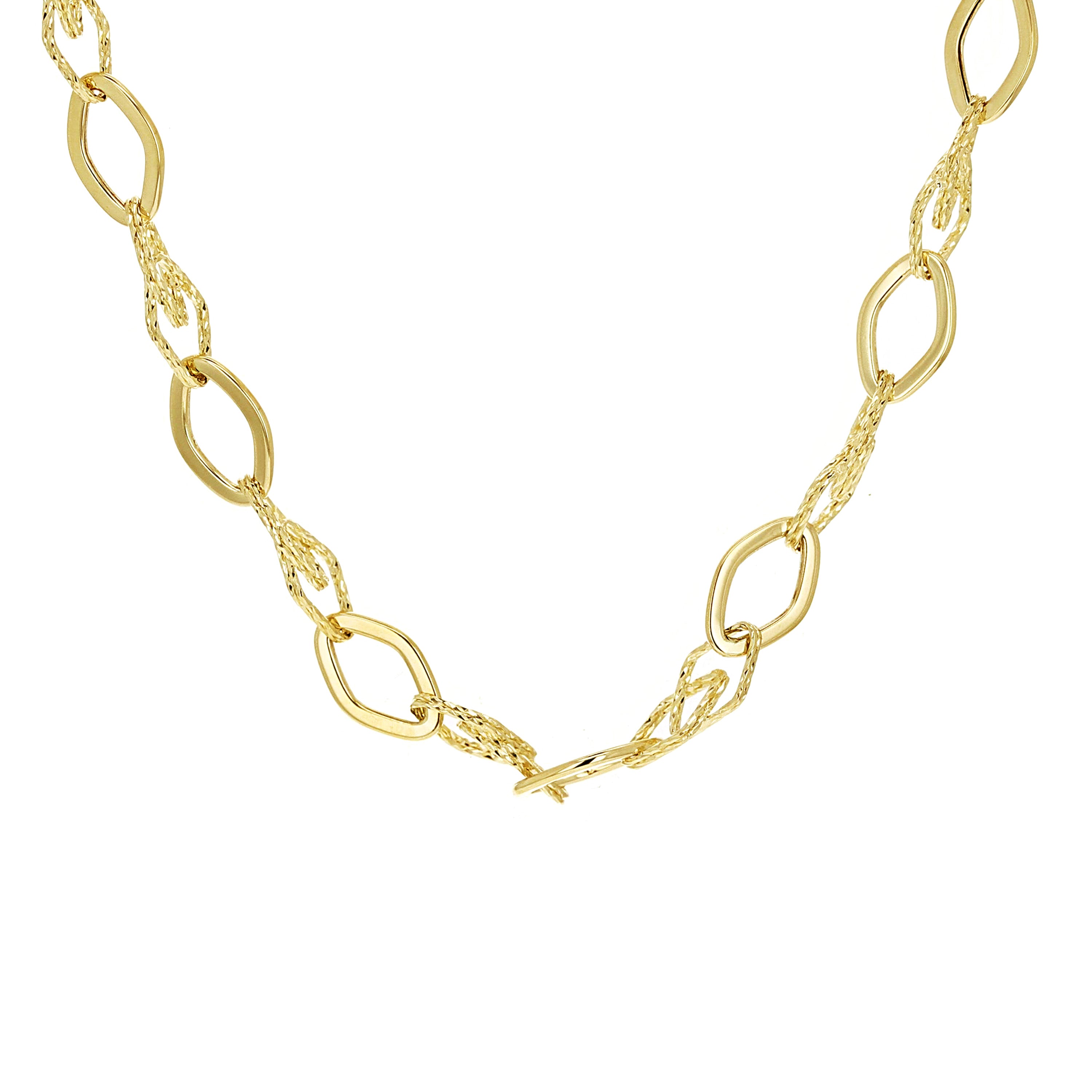 Italian 14k Yellow Gold Diamond Shape Link Chain Necklace 18" 7.8mm 10.2 grams - 18" 10.2 grams