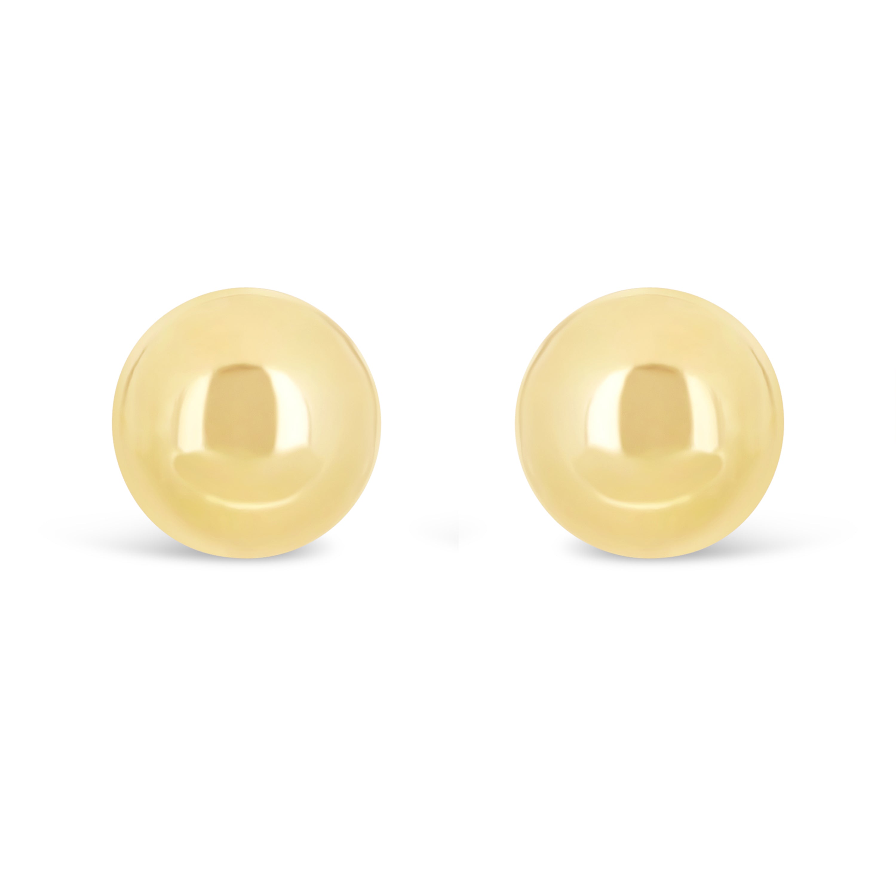 Italian 14k Yellow Gold High Shine Classic Round Bead Ball Stud Earrings 6mm - 6 mm