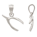 14k White Gold Wish Bone Charm Pendant - White