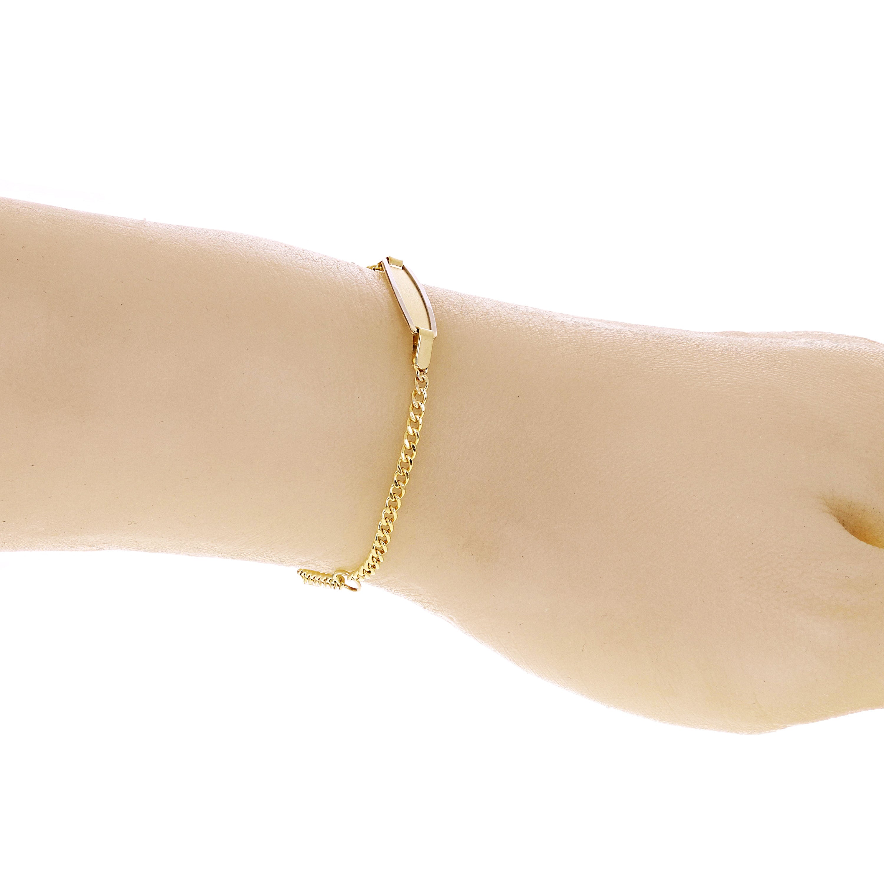Italian 14k Two Tone Gold Engravable Baby Kids ID Bracelet 5.5" 5mm 1.7 grams