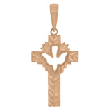 14k Rose Gold Cross Religious Charm Pendant 1.2" 1.7grams - Rose