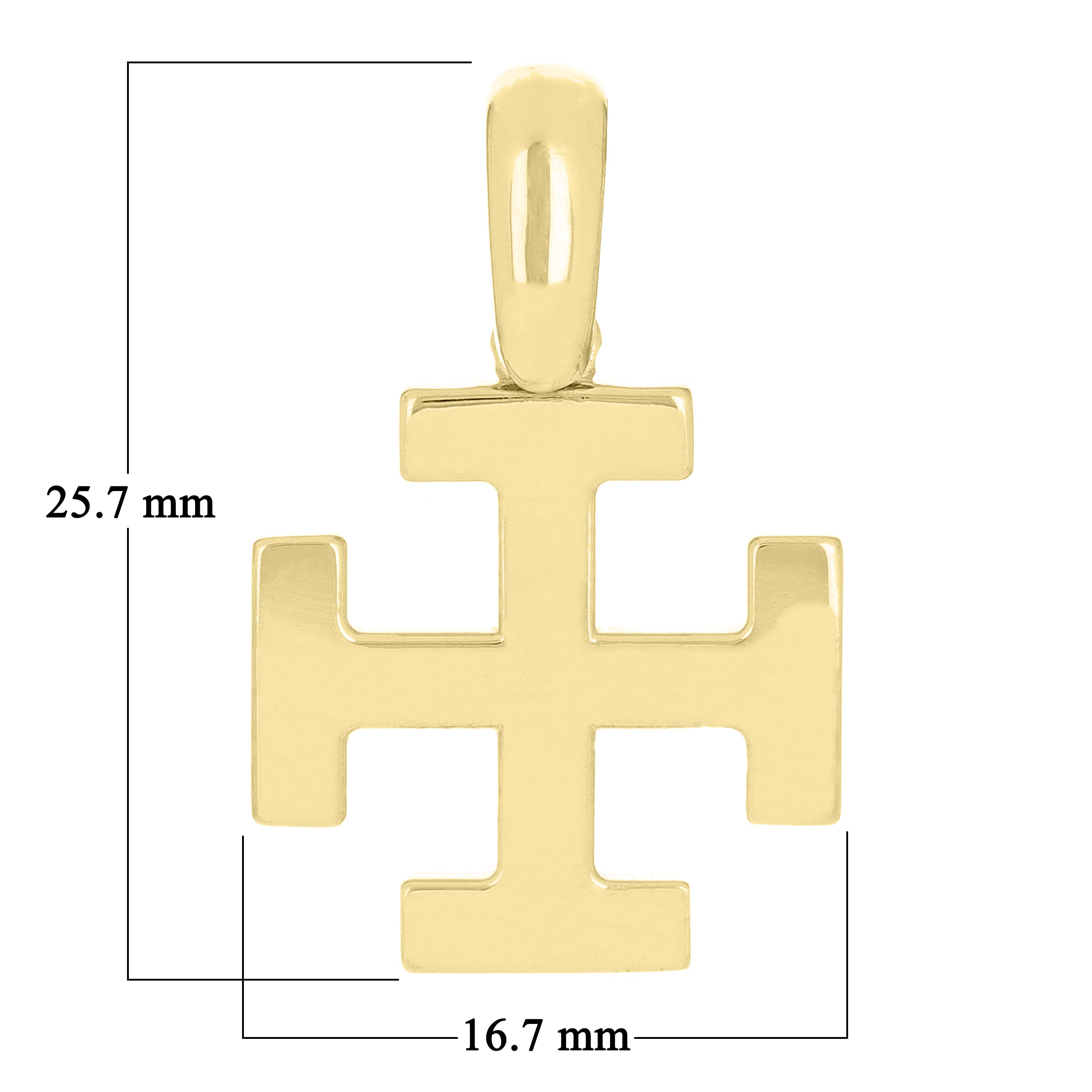 14k Yellow Gold Jerusalem Cross Pendant 1" 4 grams