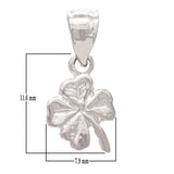 14k White Gold Solid Irish Lucky Four Leaf Clover Charm Pendant 0.7 gram - White