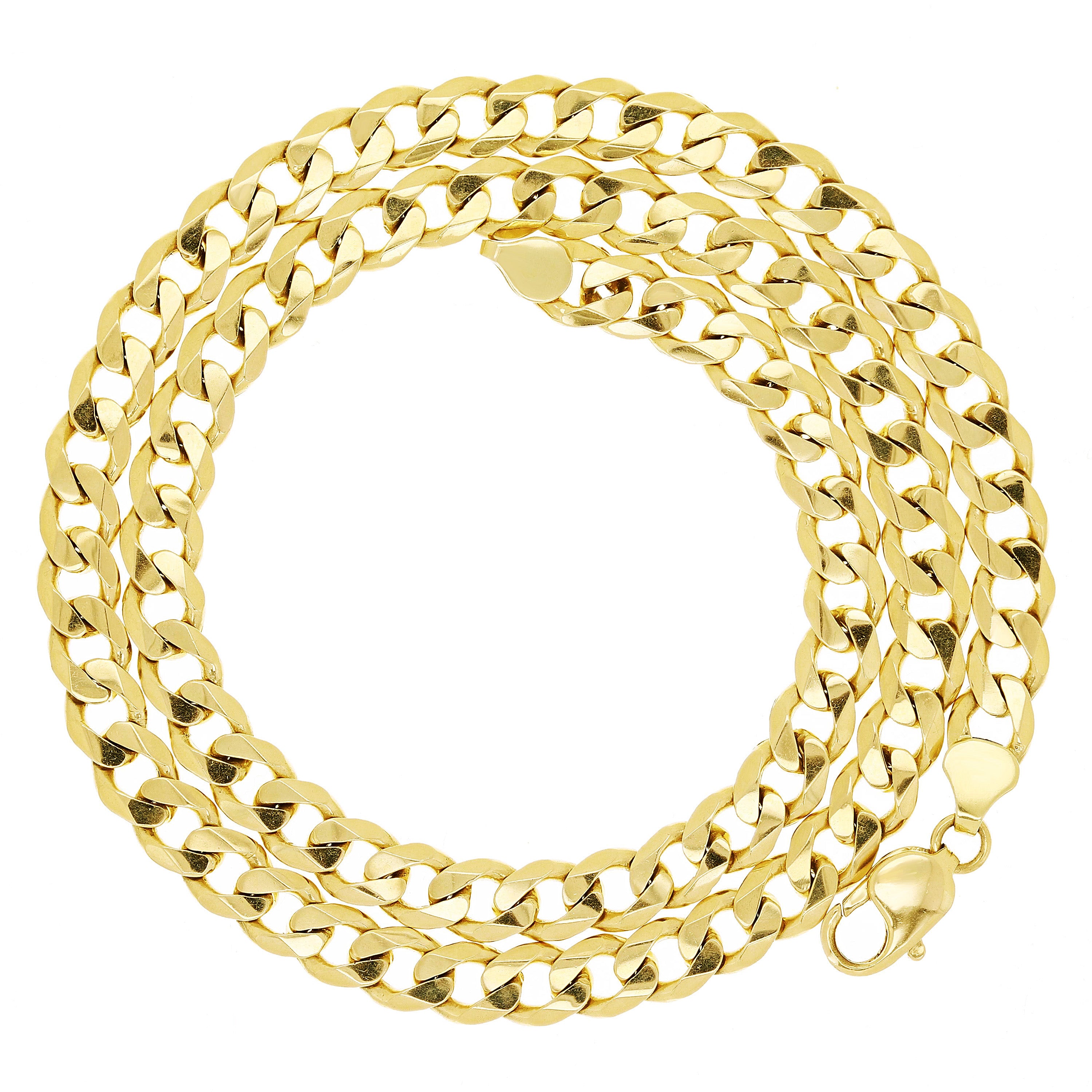 14k Yellow Gold Solid Curb Cuban Link Chain Necklace 20" 7.8mm 59 grams - 20" 59 grams