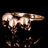 14k Rose Gold Triple Hamlet Skull Ring Size 7 - Rose,Ring Size 7.5