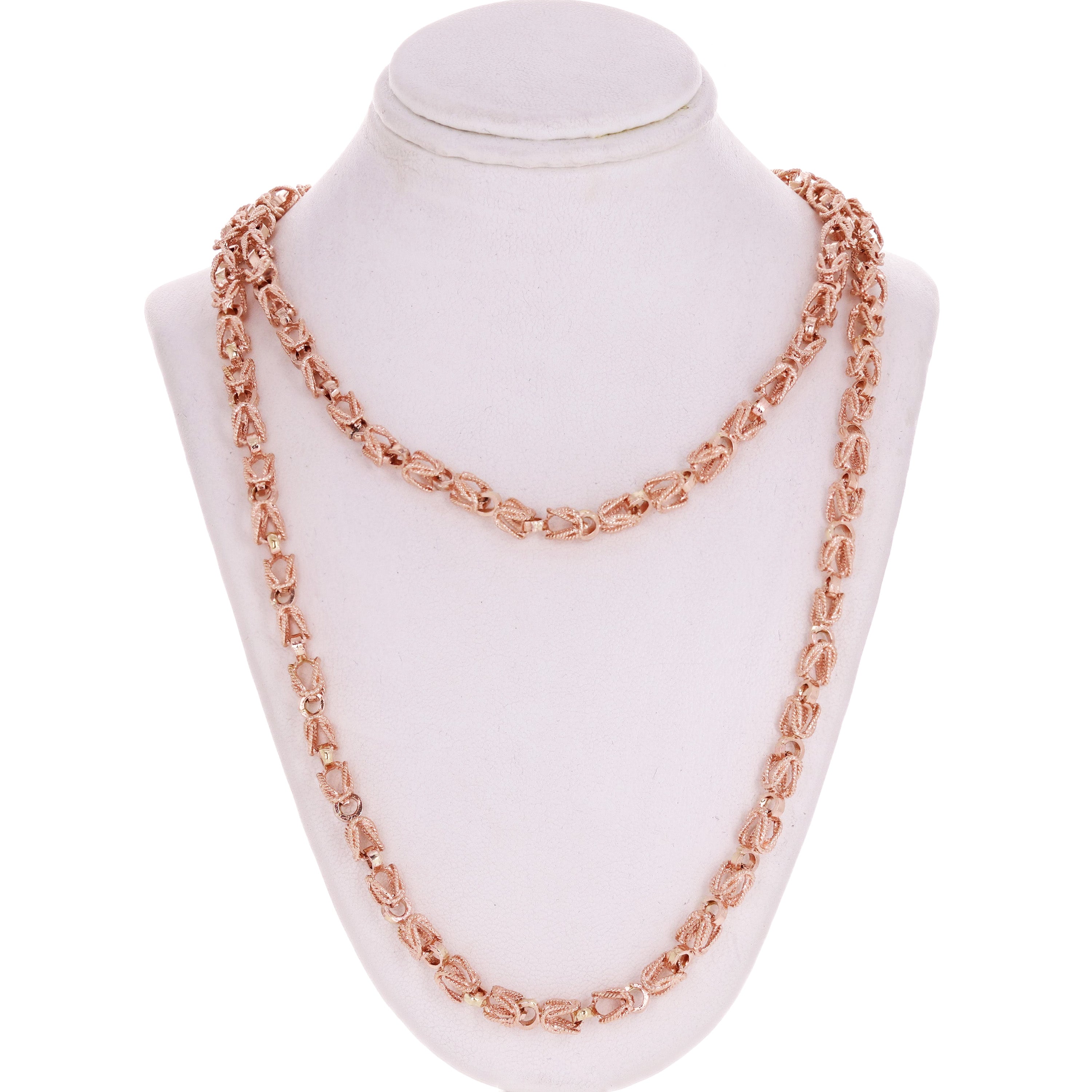 14k Rose Gold Handmade Link Turkish Necklace 24" 5mm 45 grams - Rose,24"