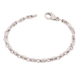 10k White Gold Handmade Fashion Link Bracelet 7" 4mm 8 grams - White,7"