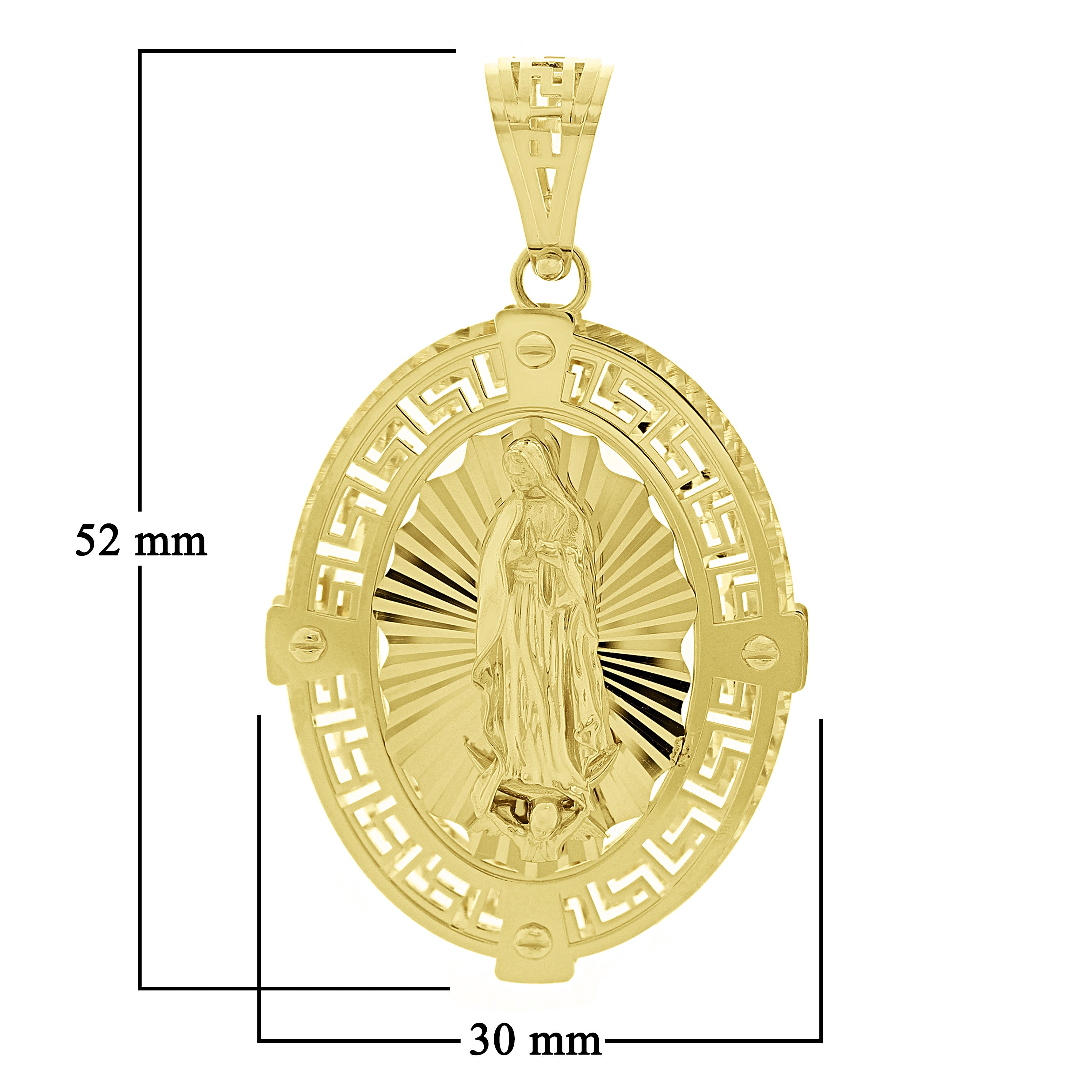 Italian 14k Yellow Gold 3D Double Sided Miraculous Mary Pendant 2" 7.2 grams
